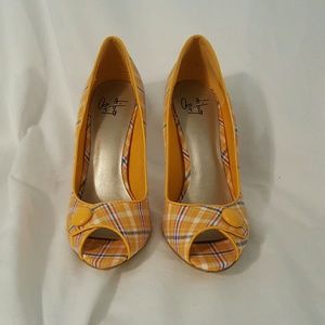 Diba Girls Yellow Checked Heels
